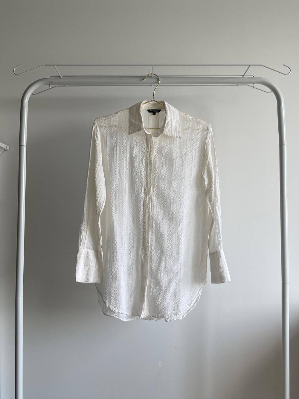Massimo Dutti Ivory Striped Button Down Shirt